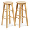 PJ Wood Classic Round-Seat 29 Inch Tall Kitchen Bar Stools, Natural, Set of 2