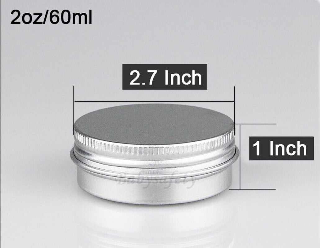 jewelry jar Silver Aluminum Tin Containers - Rust-Proof, Leak-Free Travel Jars for Cosmetics, Soap & DIY (Multiple Sizes)