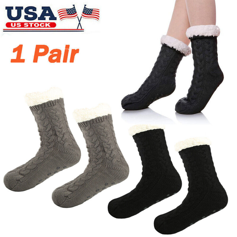 warm floor sock Winter anti Slip Warm Fleece-Lined Slipper Socks Thickening Sleep Floor Socks US