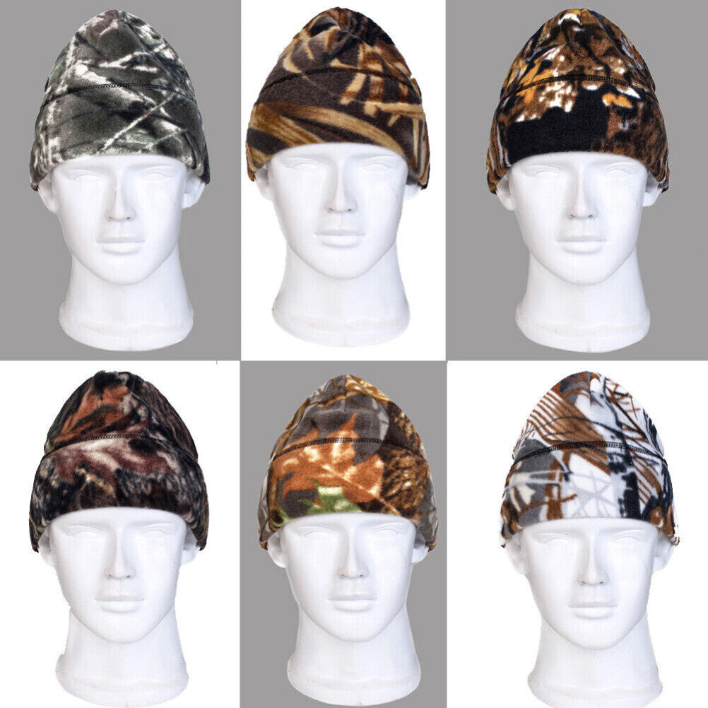Camo Tactical Thermal Skull Cap Winter Warm Skiing Fleece Beanie Hat Men Womem
