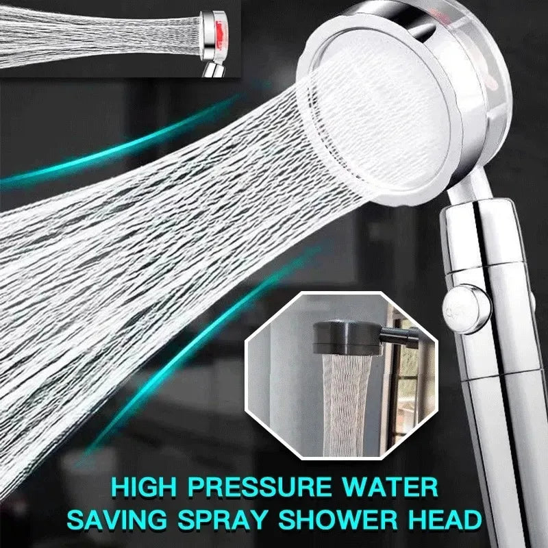 High Pressure Turbo Shower Head 360° Rotated Powerful Water Saving Hand Spray