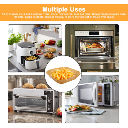 100Pcs Air Fryer Liner Disposable Paper Non-Stick for Food Oven Baking Microwave