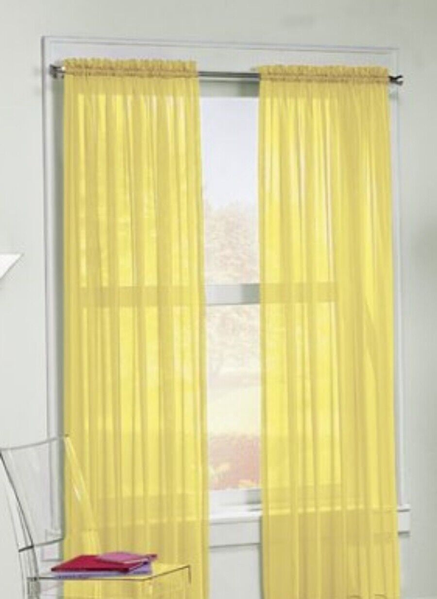 2 Piece Sheer Voile Window Elegance Curtains Drape Treatment 63, 84 Length