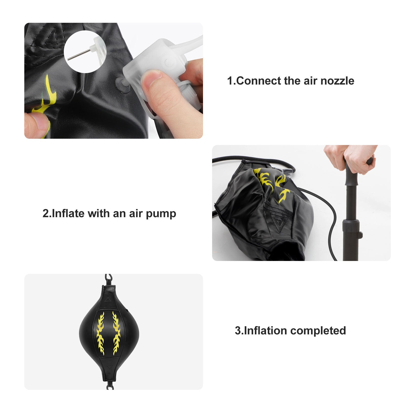 Double End Speed Ball Boxing Punching Bag PU Leather Adjustable Reflex Trainer