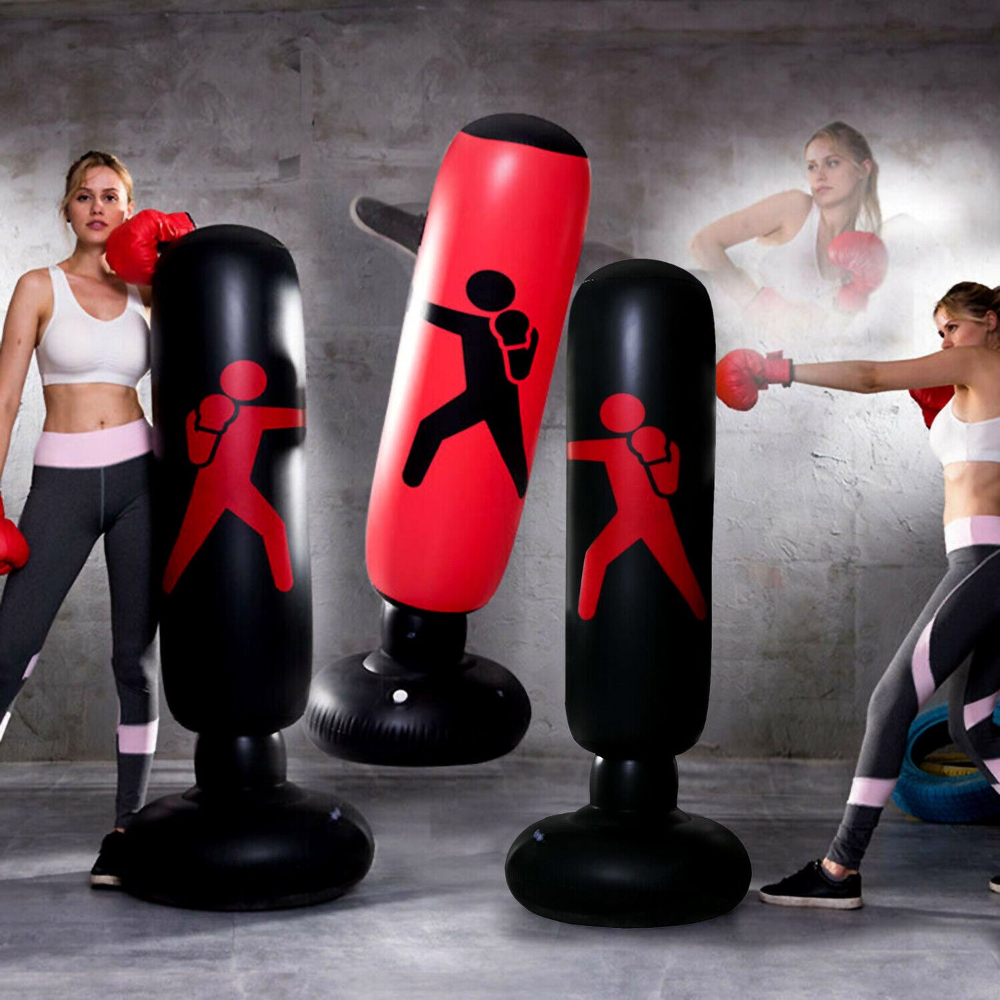 Inflatable Free Standing Punching Bag Boxing Cardio Kickboxing Fitness Training