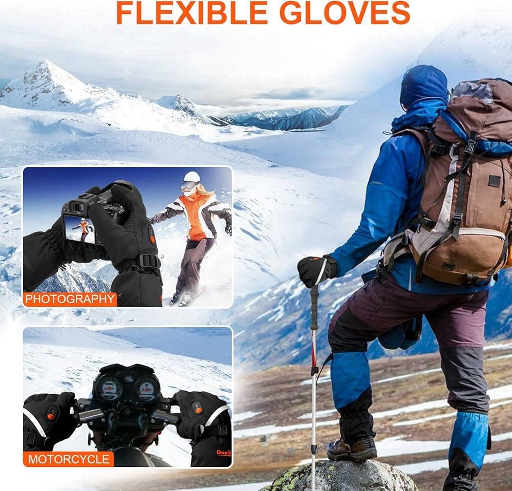 (Size L ) Heated Gloves, 5000Mah, Waterproof, Touchscreen, for Skiing, Riding..