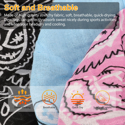 6PCS Men’s Biker Head Wraps – Doo Rag Skull Caps, Cotton Bandanas for Motorcycle & Cycling | Stylish & Comfortable, TikTok Trendy Riding Accessories