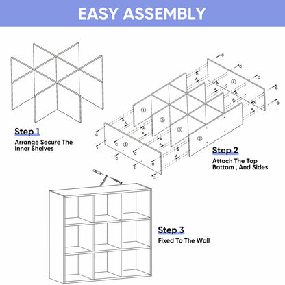 yarn storage Storage Cabinet with Adjustable Shelves - Space Saving 9-Cube Organizer for Bedroom, Living Room & Office