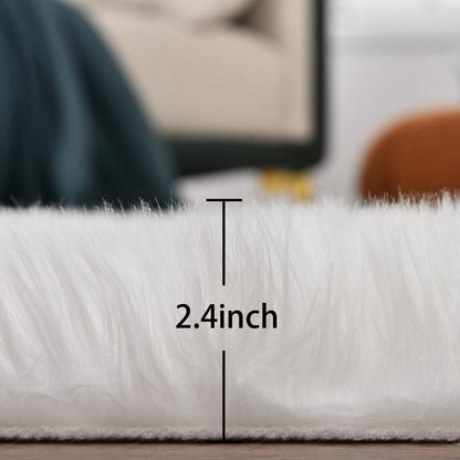 Faux Fur Sheepskin Fluffy Area Rugs round Shaggy Carpet for Bedroom Living Room