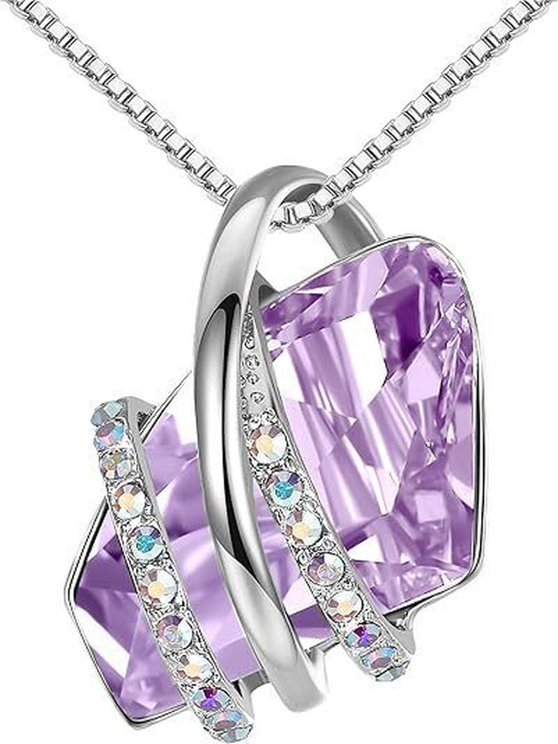 Alexandrite Crystal Leafael Wish Stone Pendant Necklace with Birthstone Crystal