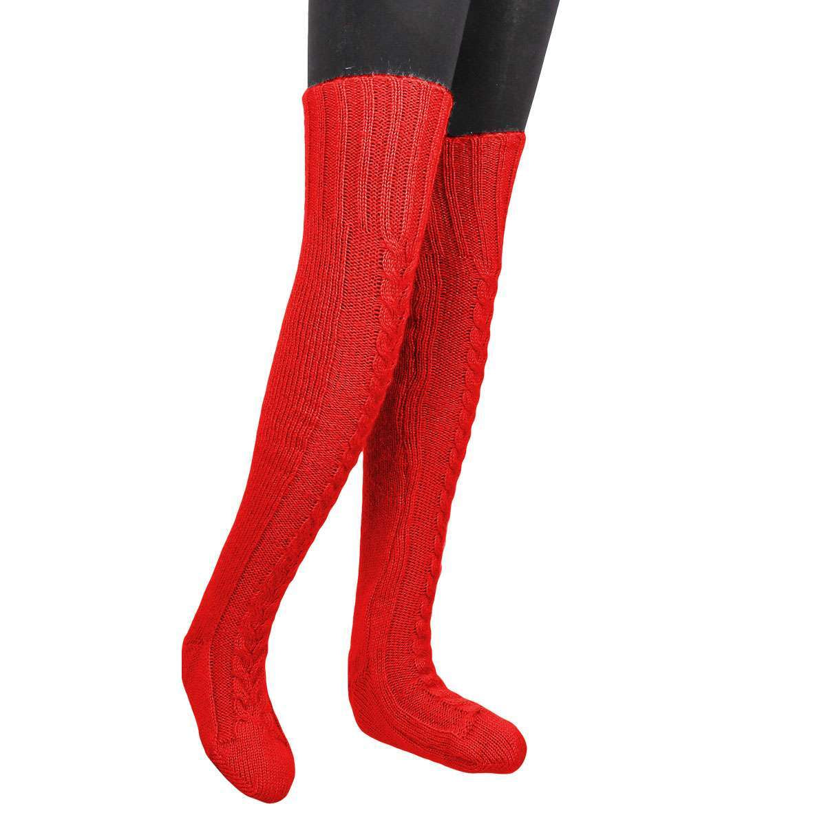 Women Warm Winter Knitted Socks over Knee Long Thigh High Boot Soft Stockings