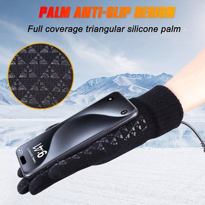 Heated Gloves Electric Rechargeable Battery Hand Warm Windproof Thermal Winter