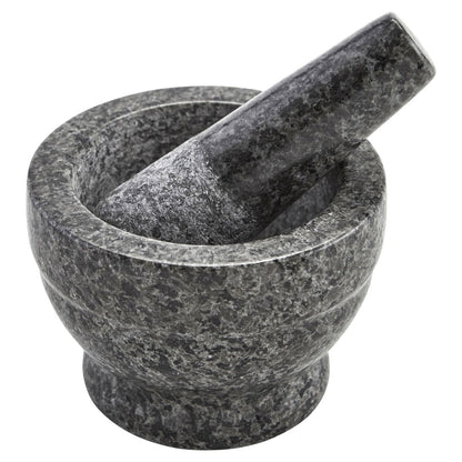 3.75" Mini Polished Granite Mortar and Pestle, Gray (3.7" X 3.7" X 2.8")