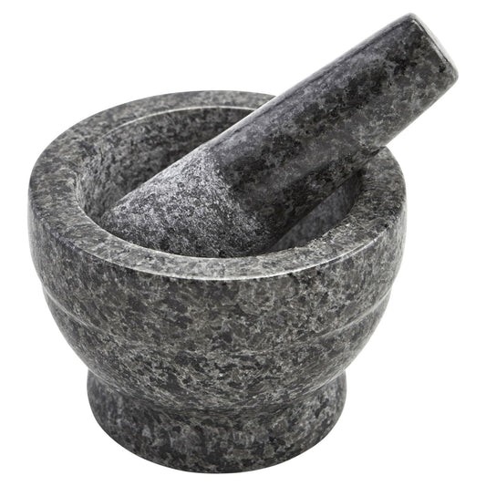 3.75" Mini Polished Granite Mortar and Pestle, Gray (3.7" X 3.7" X 2.8")