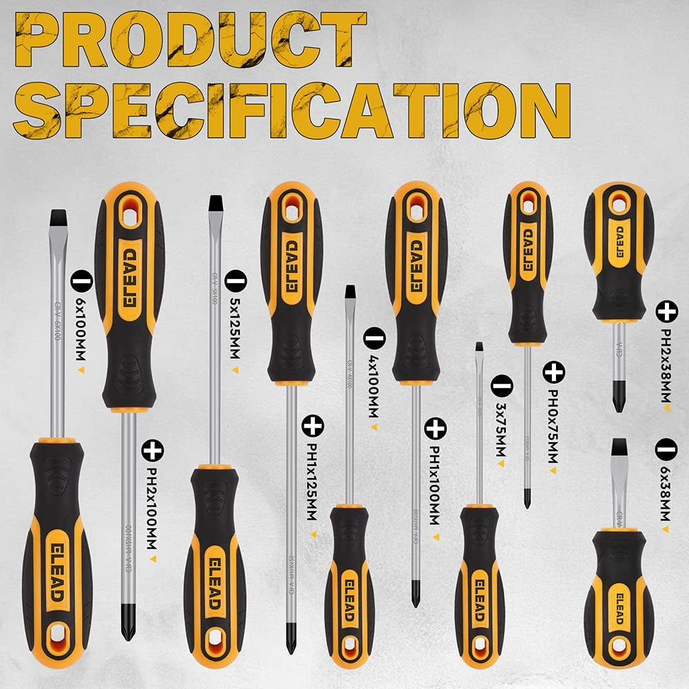 Magnetic Screwdriver Set 11PCS – Heat-Treated CR-V Steel, Ergonomic Non-Slip Handles, Rustproof Tips, Perfect for DIY, Repair & Everyday Use!