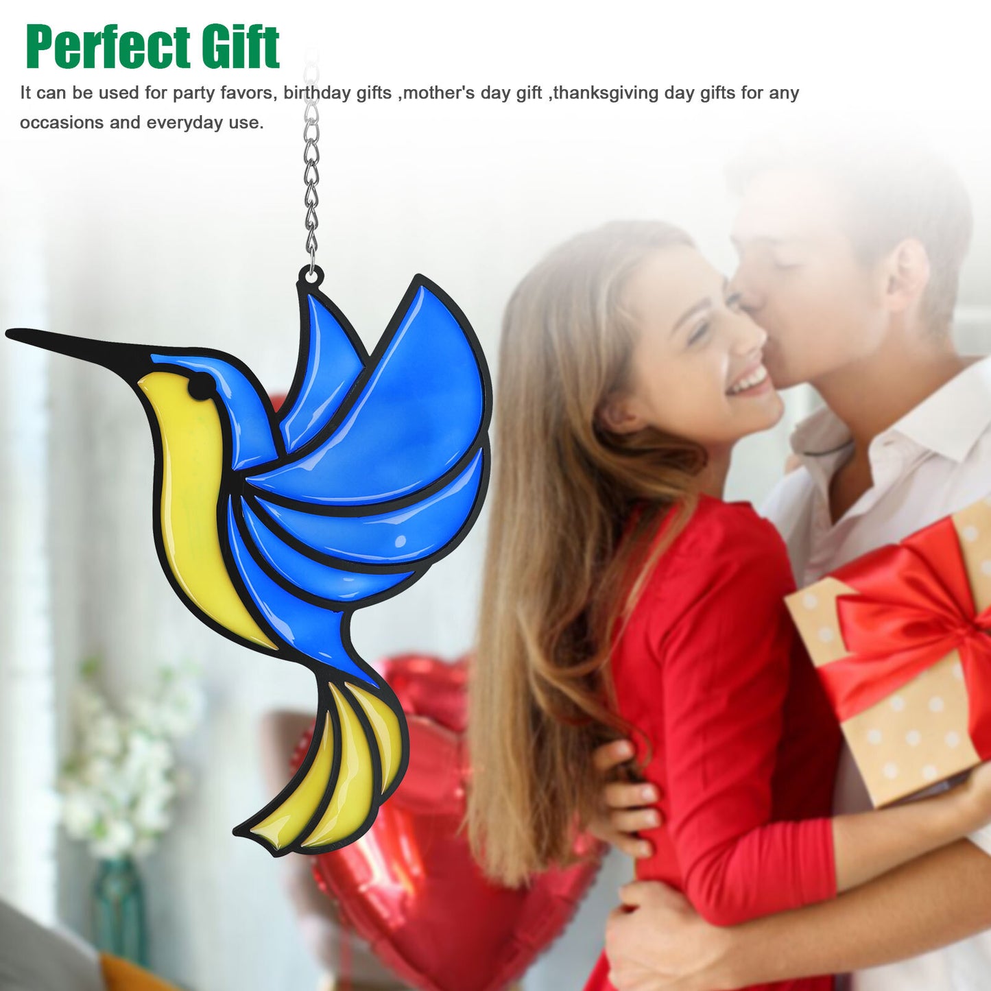 Hummingbird Suncatcher Stained Alloy Birds Garden Hanging Pendant Home Art Decor