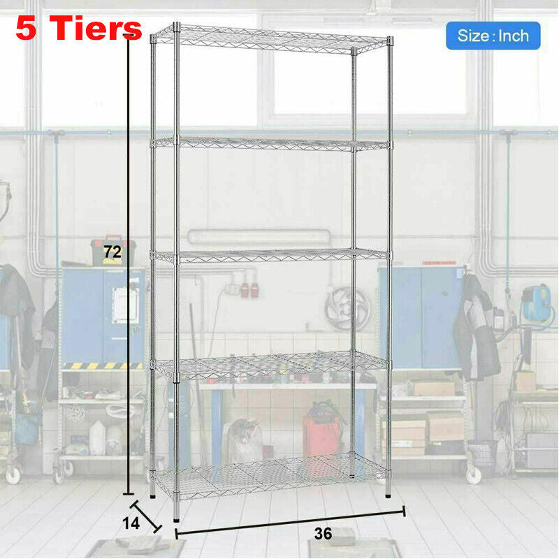 Wire Shelving Unit - Heavy-Duty Storage Shelves, Adjustable Metal Rack for Garage, Kitchen, Closet - 48"x18"x78", 500lb Capacity, Easy Assembly
