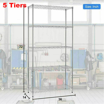 Wire Shelving Unit - Heavy-Duty Storage Shelves, Adjustable Metal Rack for Garage, Kitchen, Closet - 48"x18"x78", 500lb Capacity, Easy Assembly