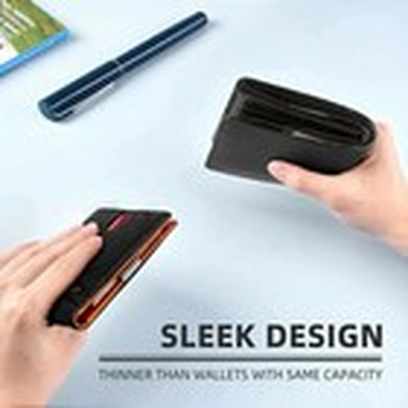 RFID Blocking Men Ultra-Thin Leather Wallet Front Pocket Cash Card Holder Purse