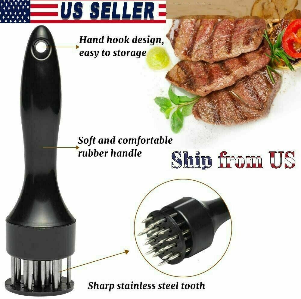 Meat Tenderizer Tool 21-Pin Stainless Steel Blades - Tender & Juicy Meat, Quick Marinade, Safe Cover, Easy to Use & Clean for Beef, Chicken, 