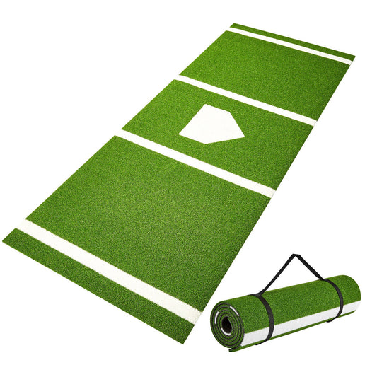Baseball Softball Hitting Mat 10x3.8FT – Non-Slip Batting Mat w/Stride Lines, Thick Foam Backing, Durable Turf, Easy to Store – Perfect for Training !