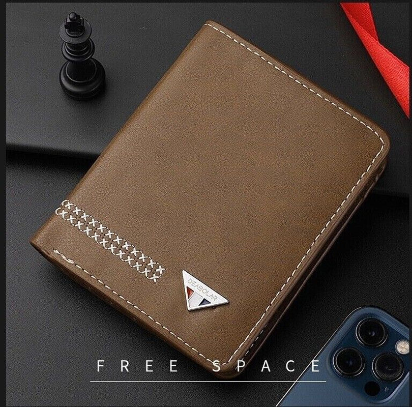 Men'S Functional Bifold Leather Wallet with ID Window Card Holder Slim Purse