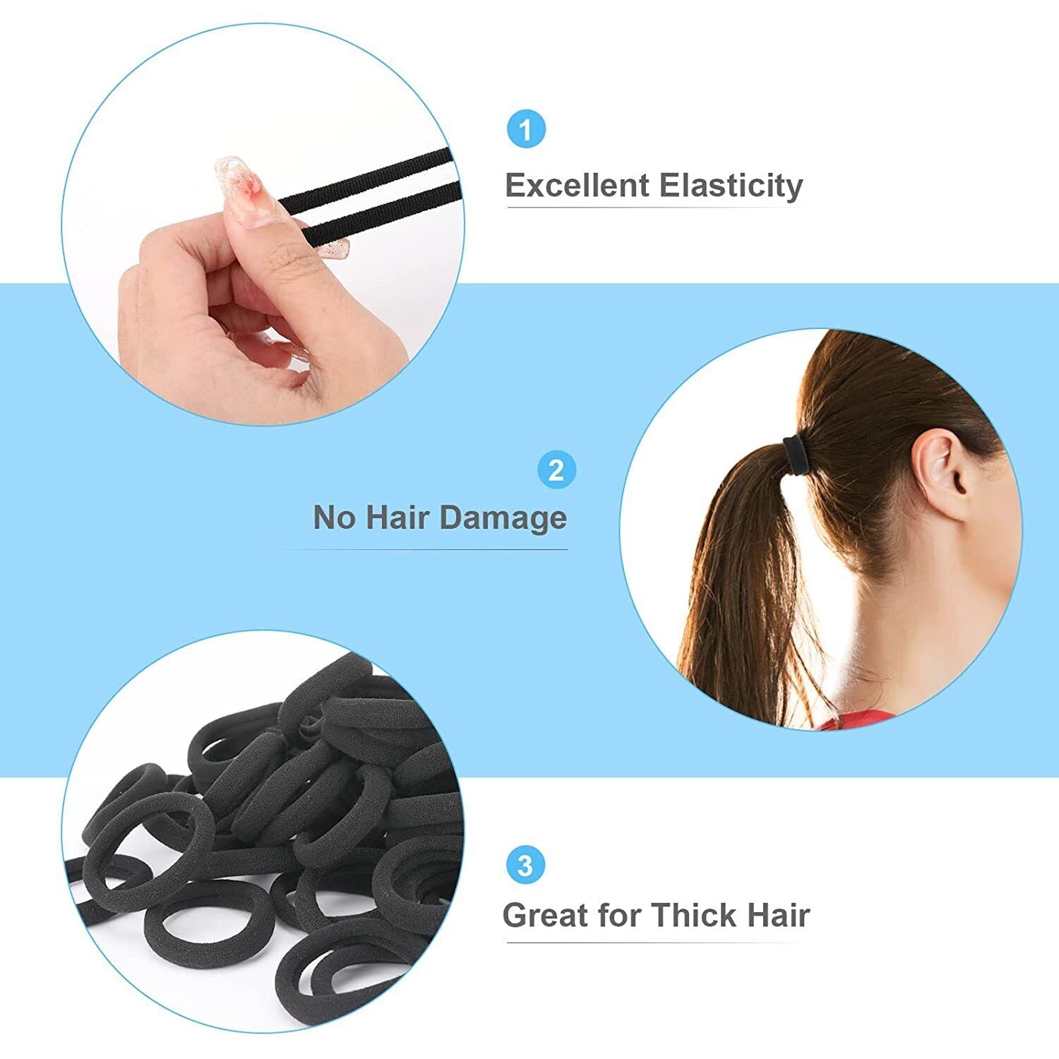 Elastic, No Damage Hair Ties - 50/100PCS Seamless Elastic Hair Bands for Thick & Thin Hair, Soft No Crease Ponytail Holders, Stretchy & Durable Hair 