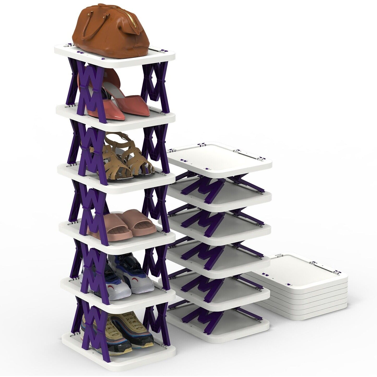 9-Tier Space-Saving Shoe Rack Organizer - Narrow Adjustable DIY Shoe Shelf for Entryway, Closet, or Bedroom, Easy Tool-Free Assembly, Modern Design