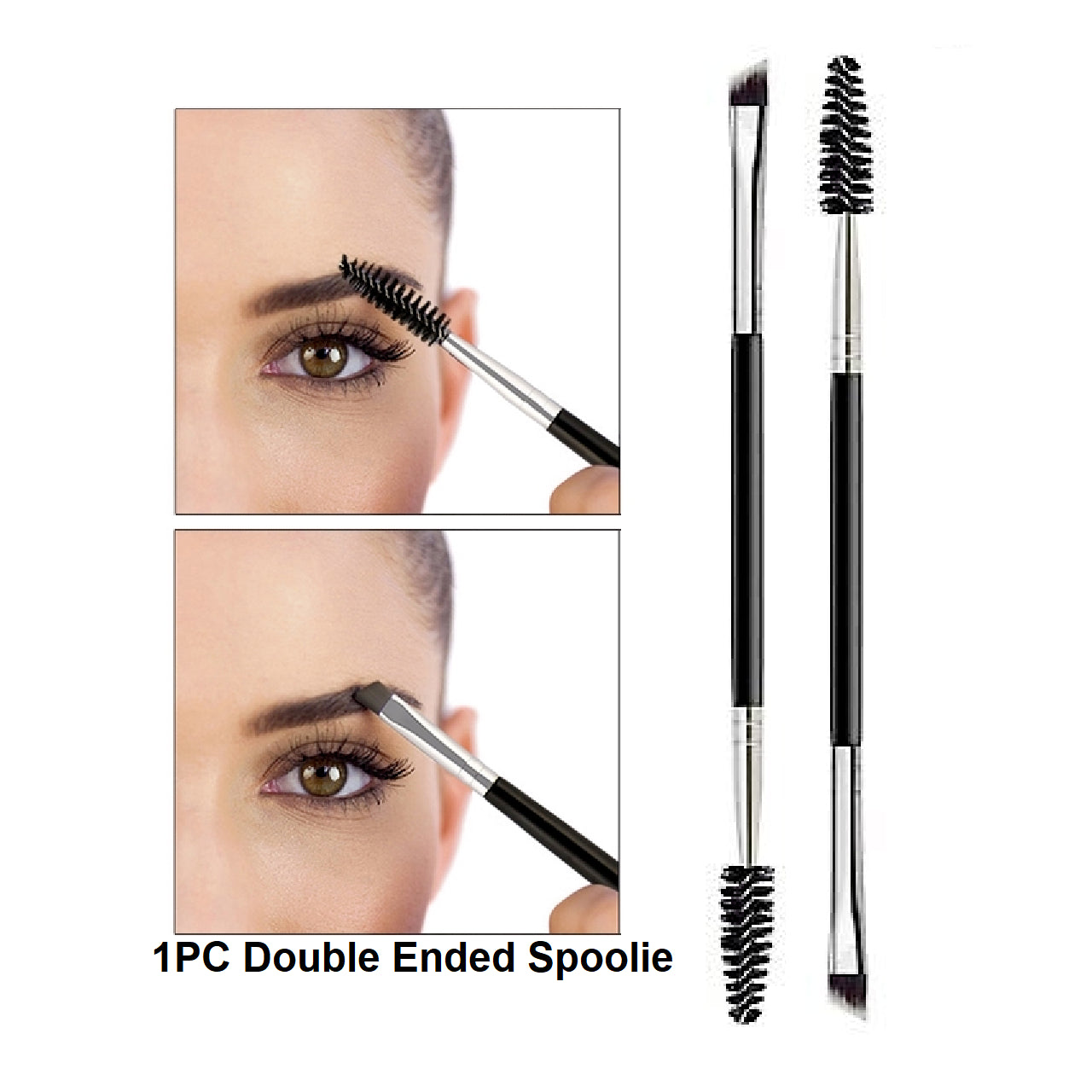 make up solutions EyebrowBrush Spoolie DoubleEnded MakeupBrush BambooHandle Precision BrowShaping BeautyTool ProfessionalQuality