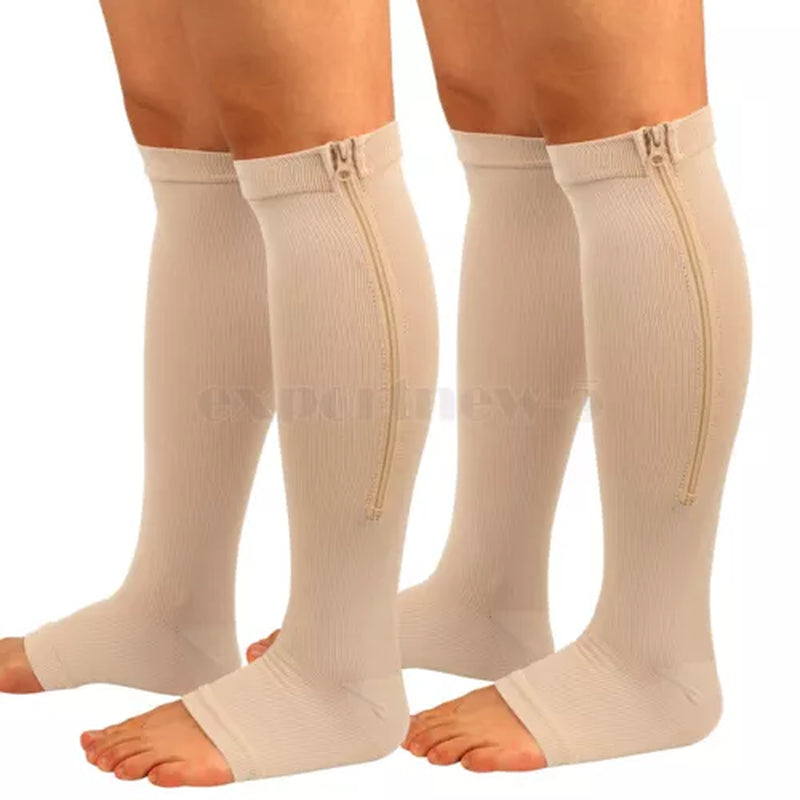 tame impala leg warmers Zipper Medical Compression Support Socks Knee High Open Toe Compression Socks Zip-Up Open Comfort Fit Womenswear Breathable