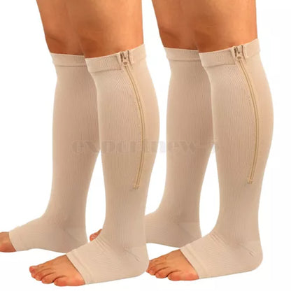 tame impala leg warmers Zipper Medical Compression Support Socks Knee High Open Toe Compression Socks Zip-Up Open Comfort Fit Womenswear Breathable