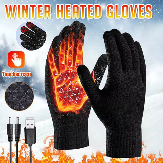 Heated Gloves Electric Rechargeable Battery Hand Warm Windproof Thermal Winter