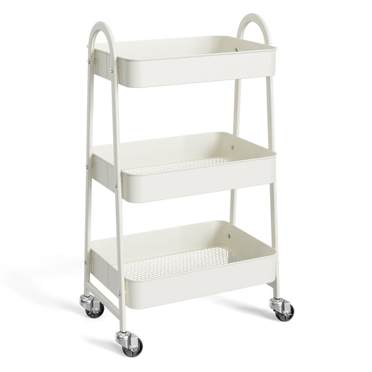 3-Tier Small Rolling Metal Storage Organizer Mobile Utility Cart Kitchen Cart