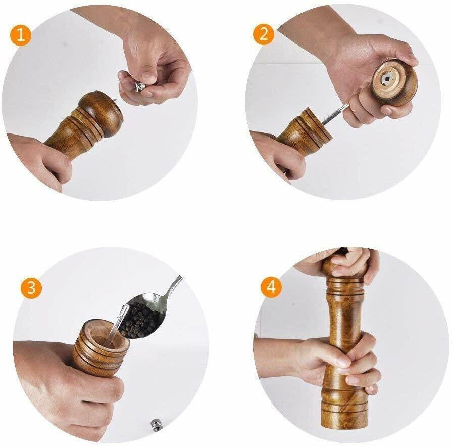Kitchen Tools Cooking Pepper Grinder Hand Movement Wood Pepper Mill