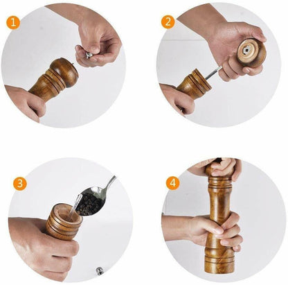 Kitchen Tools Cooking Pepper Grinder Hand Movement Wood Pepper Mill