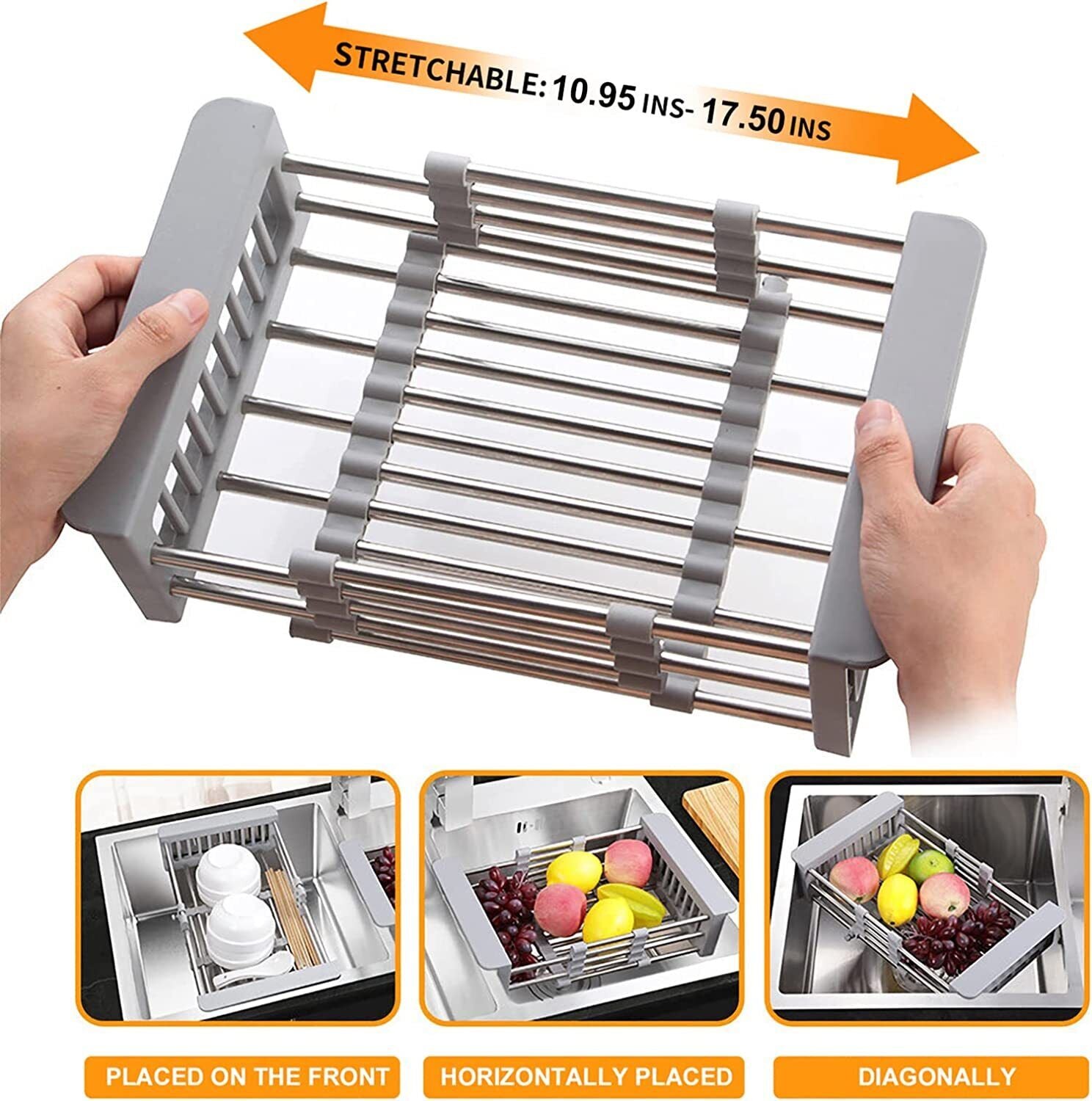 Dish Drying Rack Adjustable Organizer – Stainless Steel, Detachable & Space-Saving, Over Sink Drainer for Plates & Bowls, Fast Drain & Easy Clean Kitchen Holder