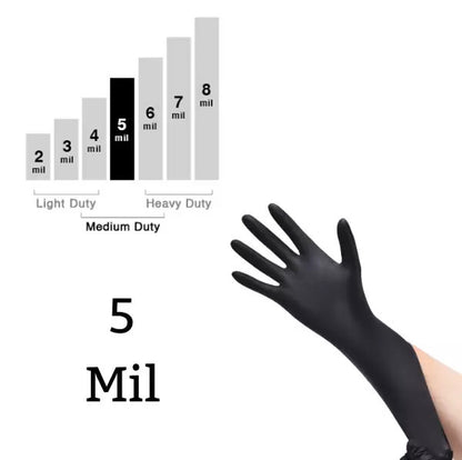 5 Mil Nitrile Black Disposable Exam/Medical Cleaning Gloves Powder Latex Free