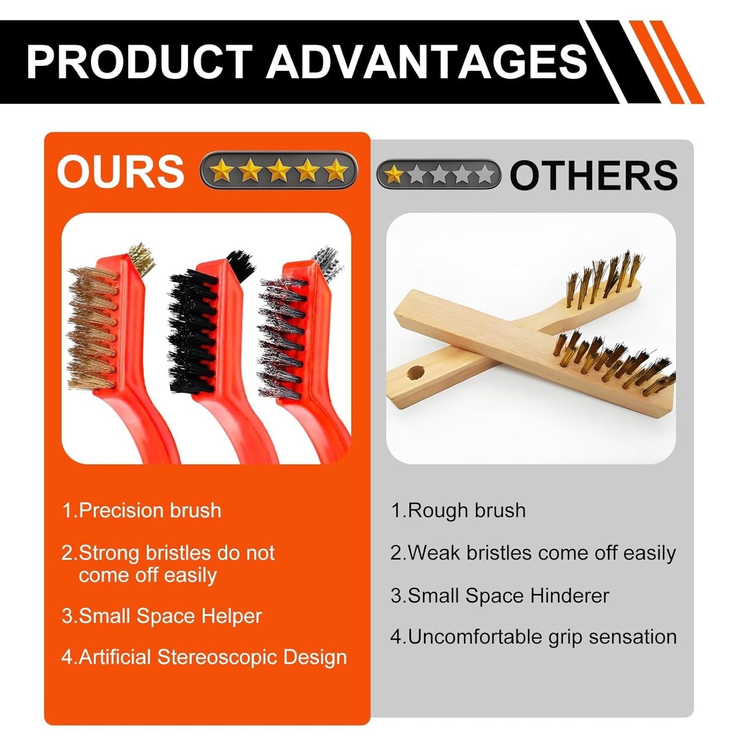 6 Pcs Wire Brushes Set Stainless Steel/Brass/Ny