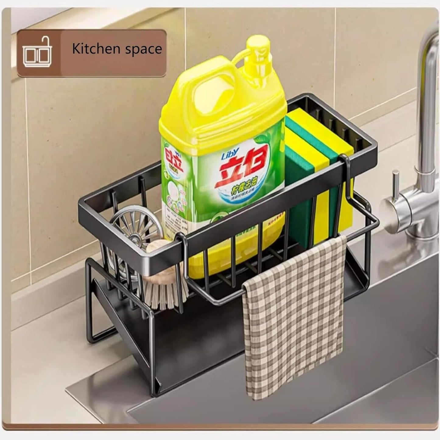 Kitchen Sink Cloth Rack Drain Rack Dishwasher Sponge Storage Rack Auto Drainage Tray