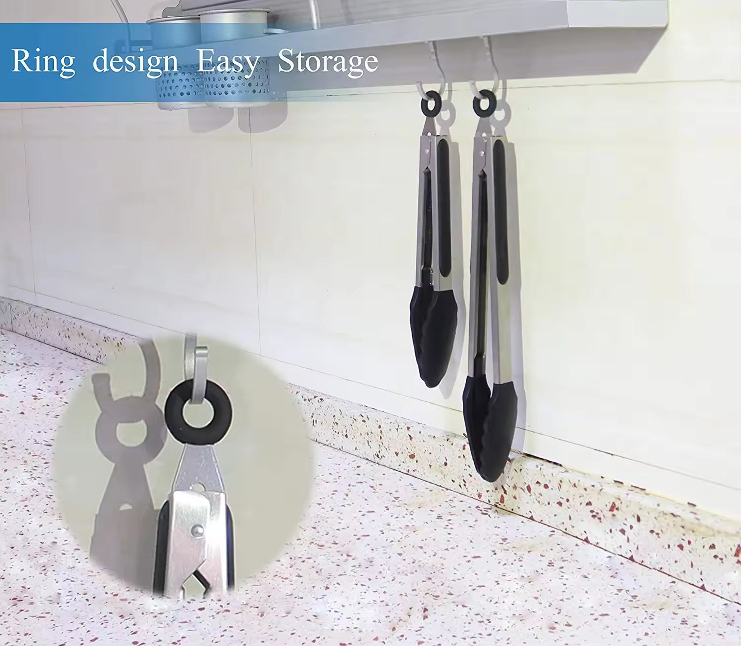 ✅SHIP NOW - Kitchen Food Tongs Silicone Stainless Steel Tongs Set | Black 9"/12"