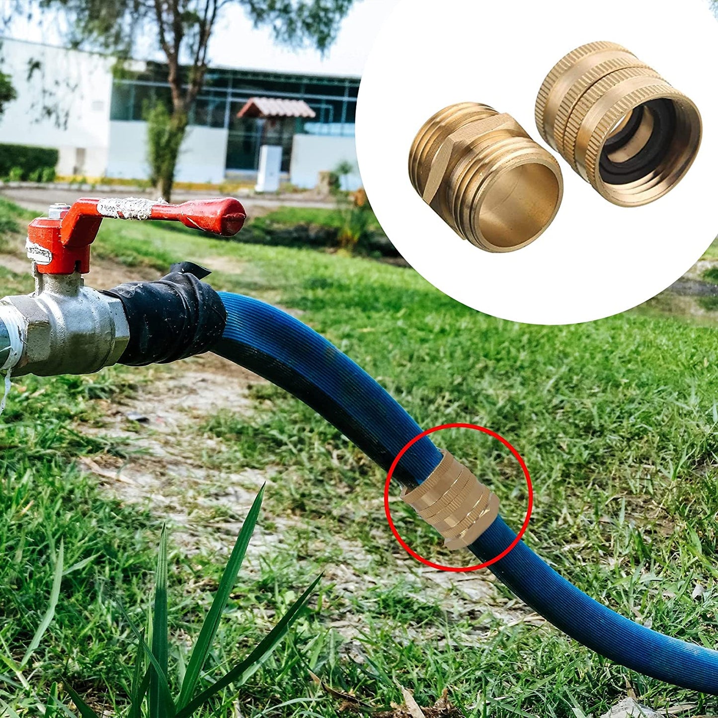 Heavy Duty Brass Garden Hose Adapters 4-Pack, Male to Male & Female to Female 3/4” Couplers, Durable, Leak-Free Connectors with Extra Washers