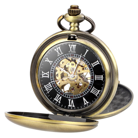 Classic Men'S Mechanical Retro Pocket Watch Movement Pocket Watch with Chain