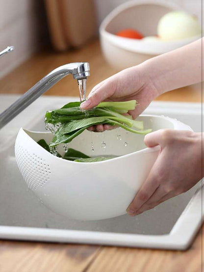 Multi-Function Rice Vegetable Fruit Washer Strainer Bowl, Plastic Kitchen Basket