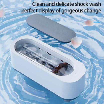 Ultrasonic Cleaner for Jewelry & Glasses – Battery Powered, Quick 5-Minute Clean for Glass & Jewelry, White Plastic Cleaner, Portable & Efficient