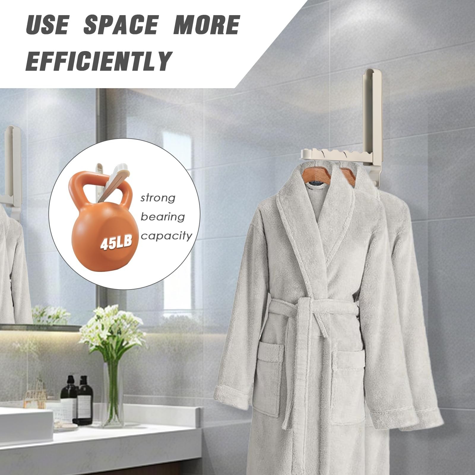 Folding Clothes Drying Rack with 3 Brackets for over the Door and Wall Mount,...