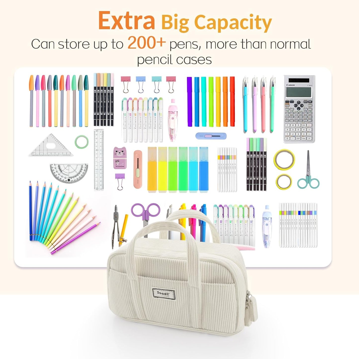 Extra Big pencil Bag Large Pencil Case Pouch Extra Big Pencil Bag with 5 Compartments Pen Bag Wide