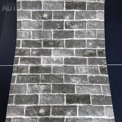 3D Brick Stone Wallpaper Background Vinyl Film Sticker Peel-And-Stick Gray Dark