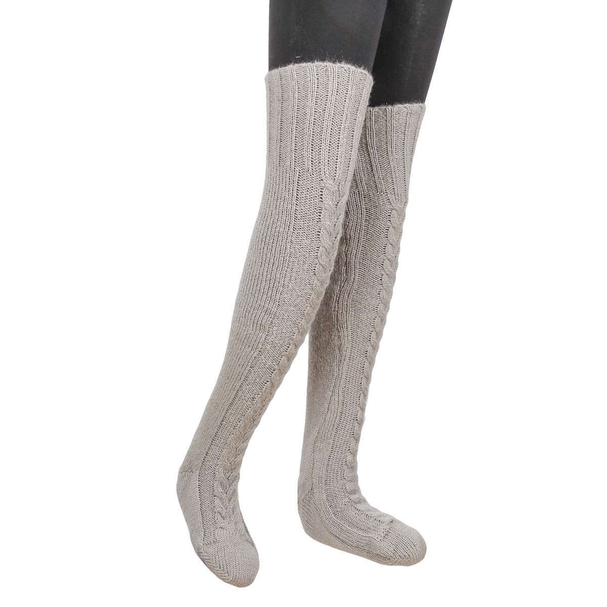 Women Warm Winter Knitted Socks over Knee Long Thigh High Boot Soft Stockings