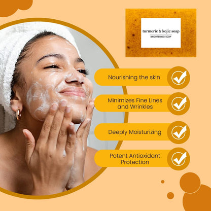 2-Pack Turmeric Glow Soap Bar - Lemon & Kojic Acid, Removing Dark Spots