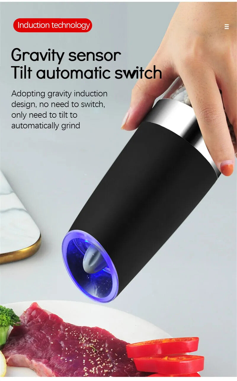 Salt and Pepper Grinder Electric Pepper Mill Stainless Steel Gravity Induction